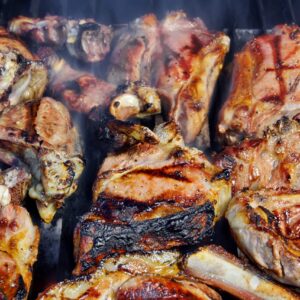 Grilled Lamb Ribs on BBQ Grate